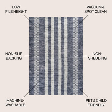 Vichy Geometric Striped Machine-washable Area Rug